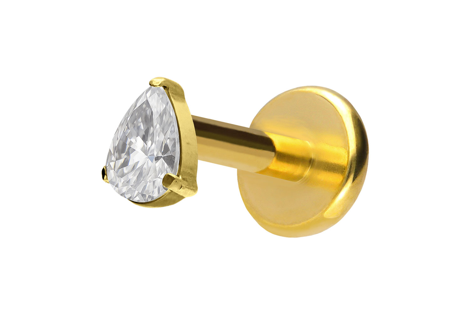 Titan Labret Piercing mit Push Fit KRISTALLTROPFEN